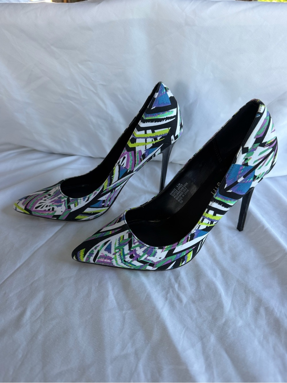 Madden Girl Multicolor Geometric Pointed Toe Stiletto Heels